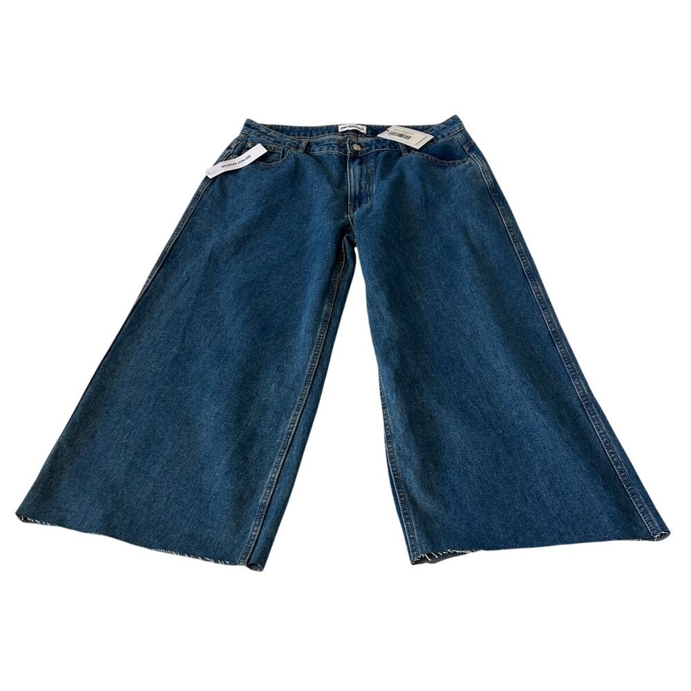 Princess Polly Women's Ramos Low Rise Jeans Wide Leg Raw Hem Sz8 Blue Streetwear